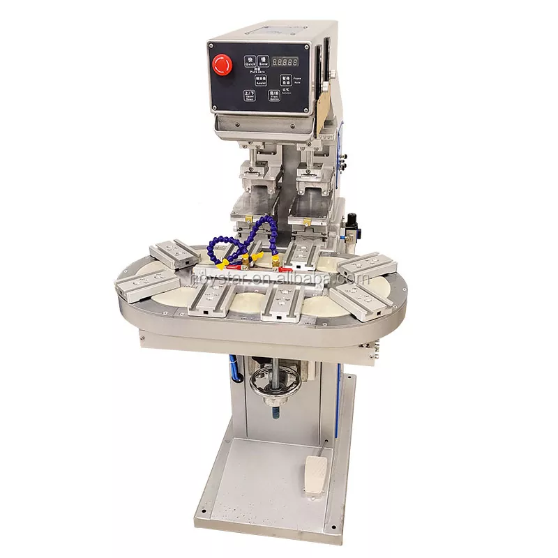 Tofarvet roterende bordpudetrykmaskine